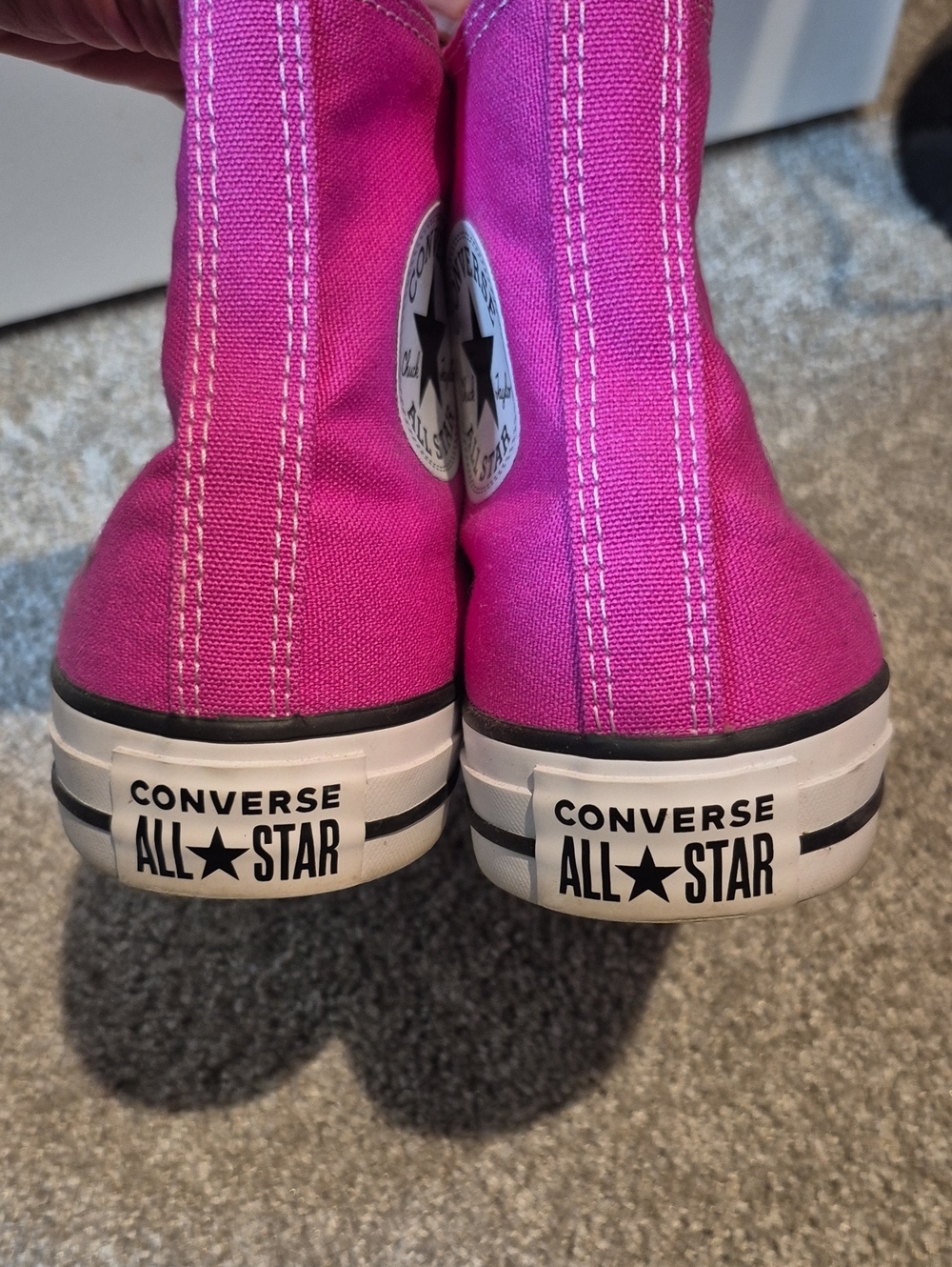 Converse High-Top Sneakers in Bright Pink with White Accents - Picture 5 of 6